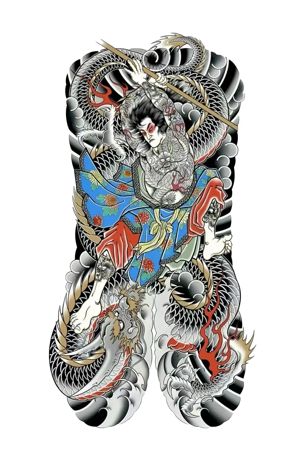 Dragon Slayer Samurai Japanese Tattoo Backpiece - Japanese Back tattoo design idea for women