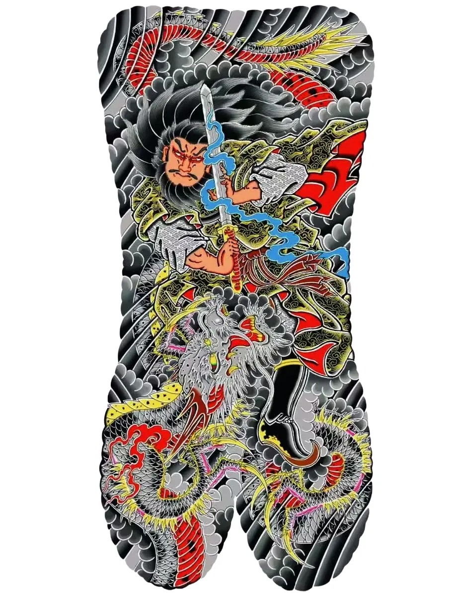 Storm Dragon Samurai Full Back - Japanese Back tattoo design idea for men