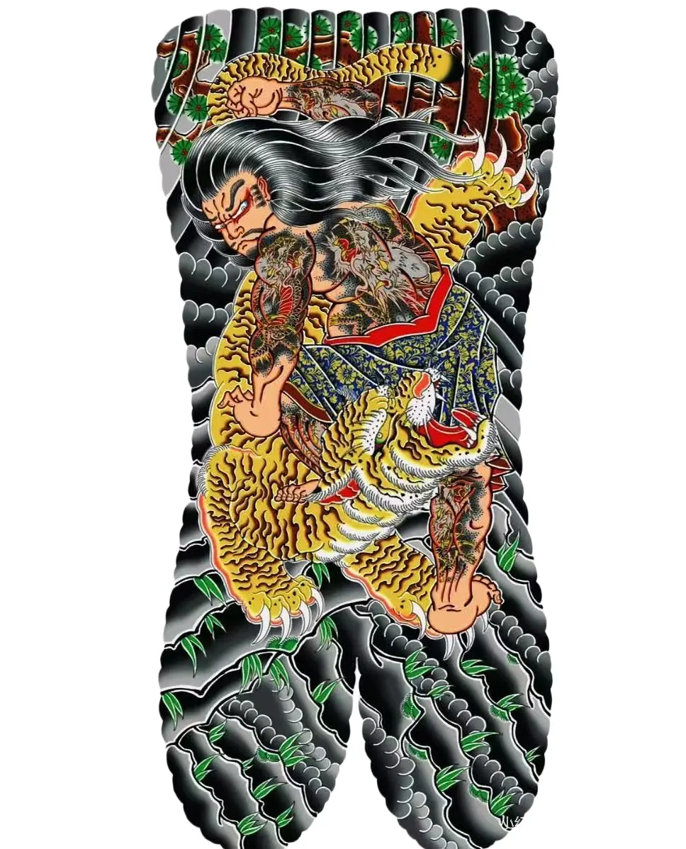 Japanese Tiger Samurai Full Back - Japanese Back tattoo design idea for men