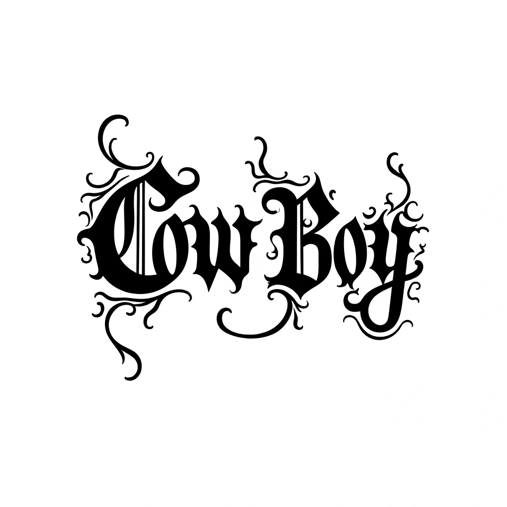 Cow Boy - Old English Font tattoo design idea for men