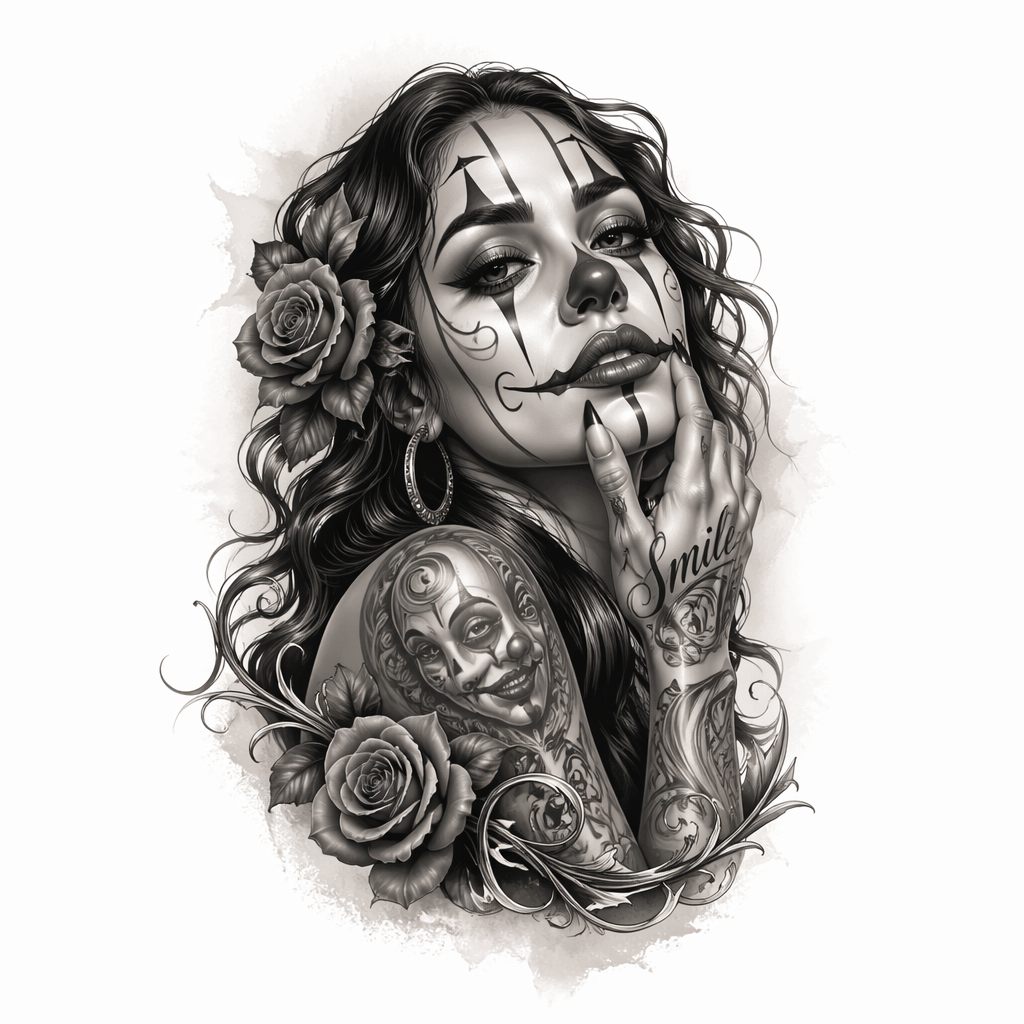 Clown Girl - Chicano Forearm tattoo design idea for men