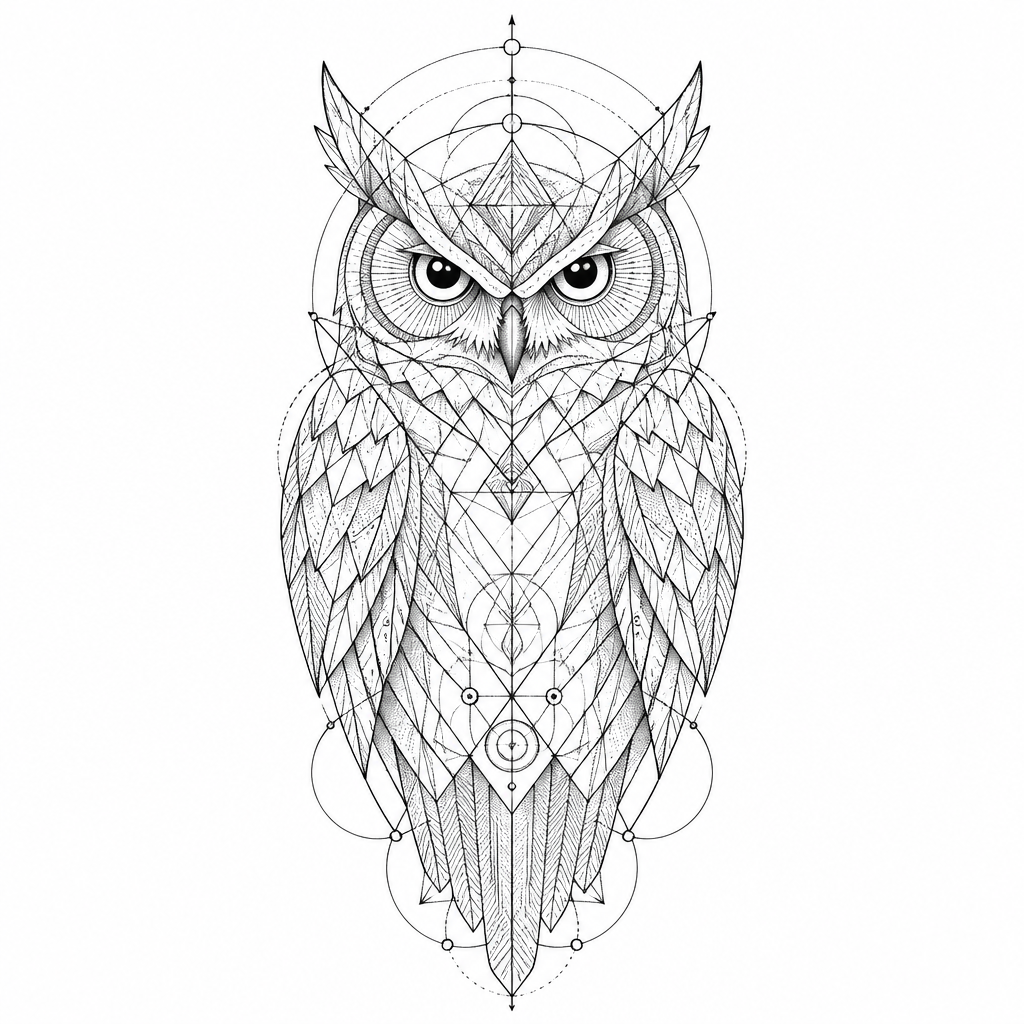 Geometric Owl - Geometric Forearm tattoo design idea for men