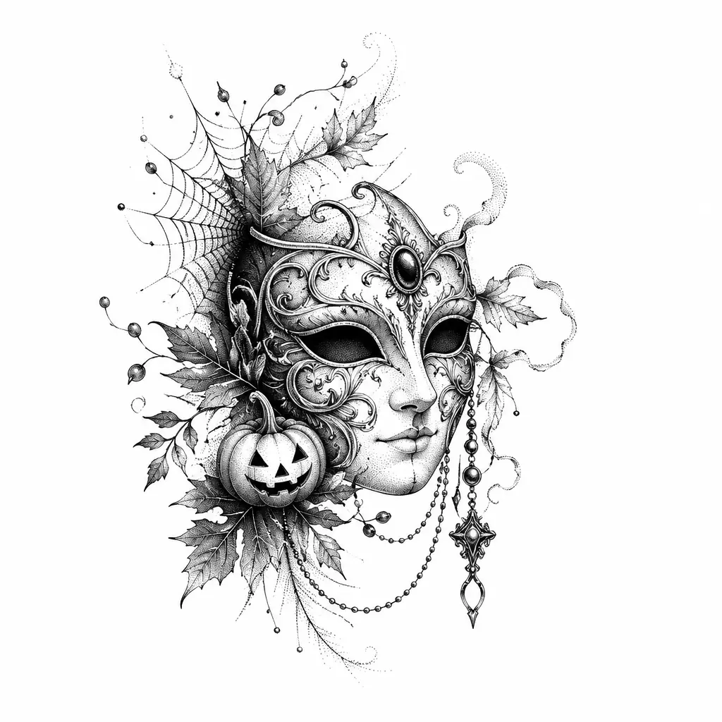 Halloween Mask - Dotwork tattoo design