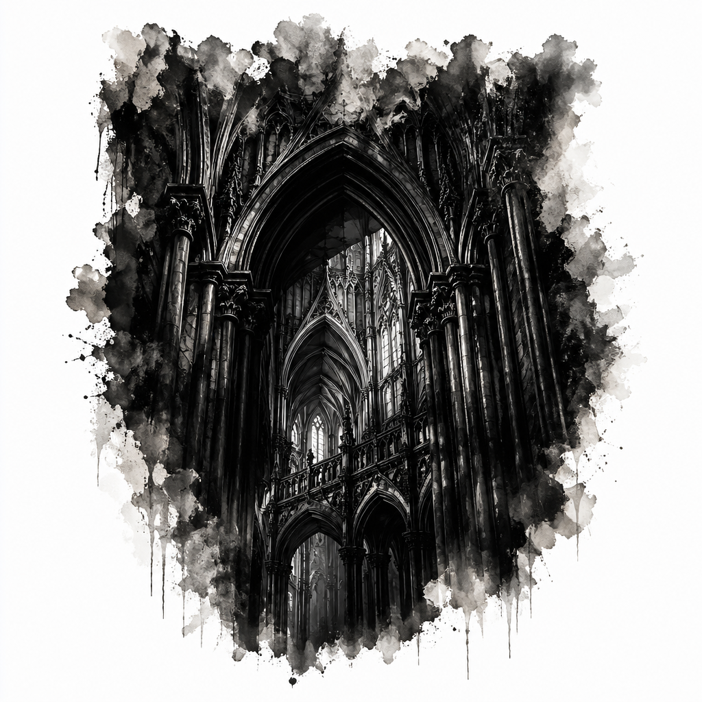 Cathedral Interior Arches - Gothic tattoo design