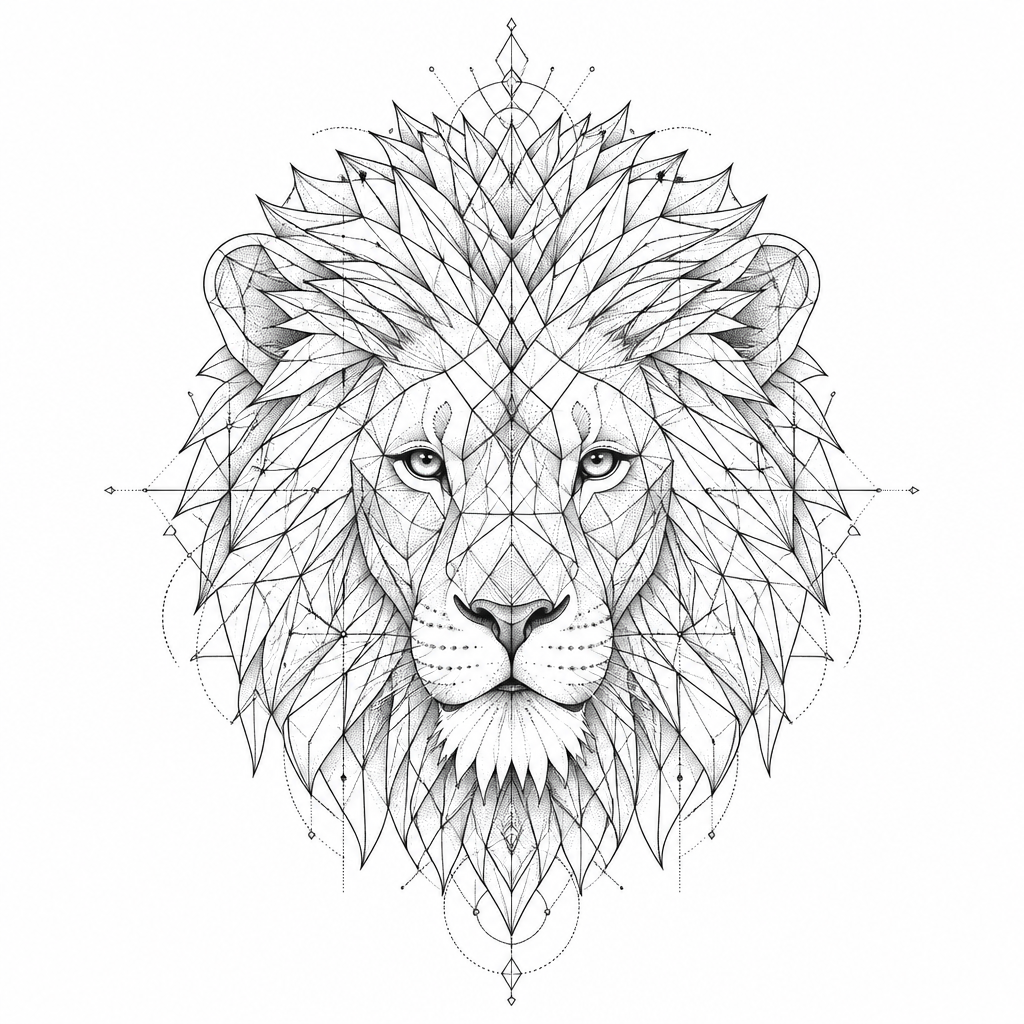 Geometric Animal Lion - Geometric Forearm tattoo design idea for men