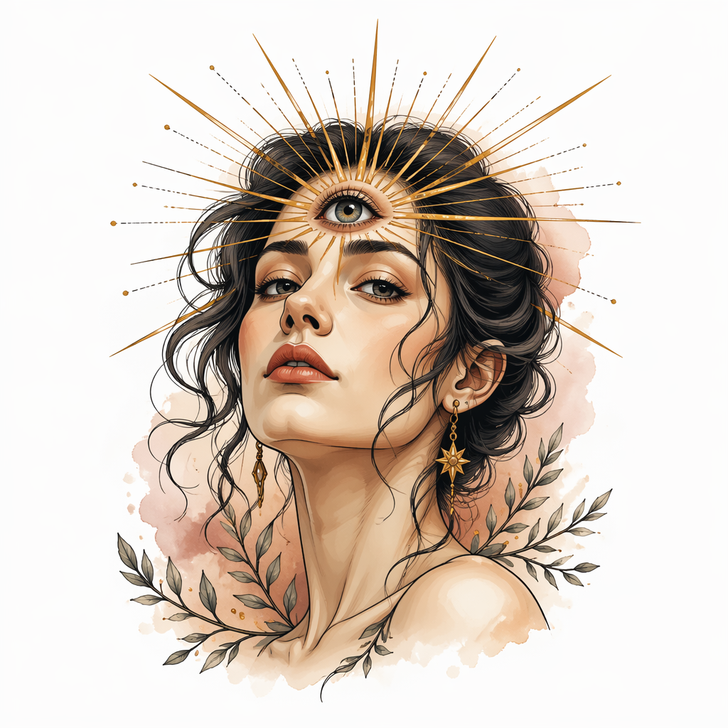 Third Eye With Rays - Neo Traditional Neck tattoo design