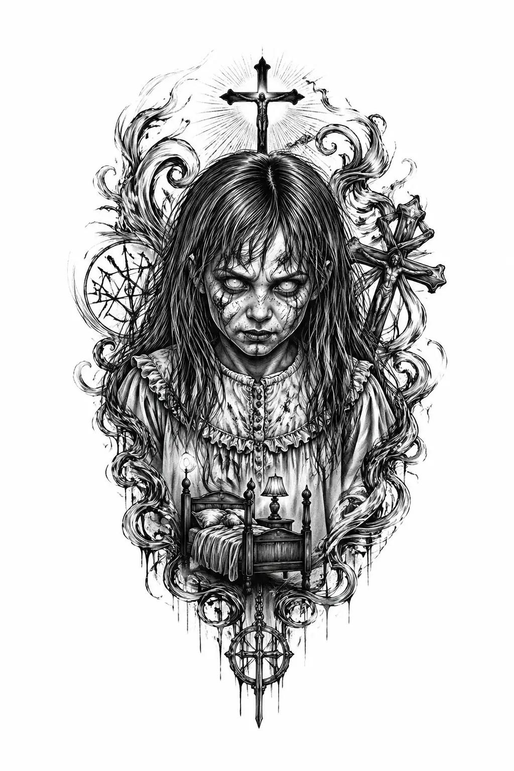 Regan Possessed - Horror tattoo design