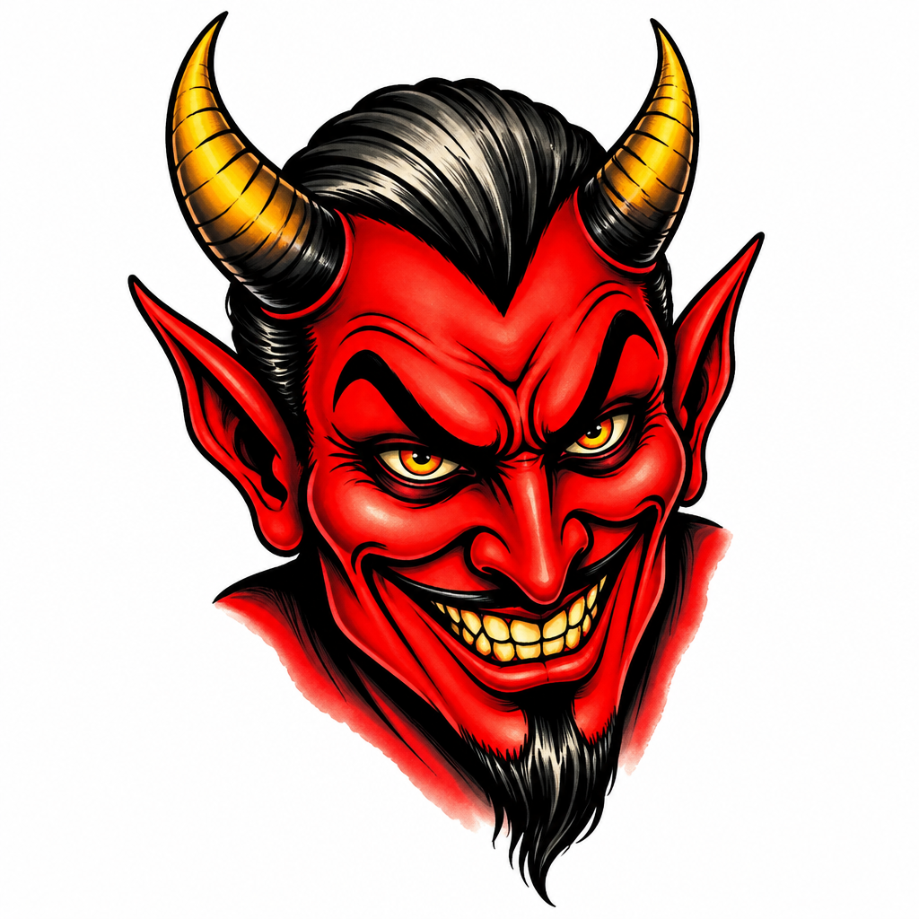 Devil Head - Traditional Forearm tattoo design idea for women
