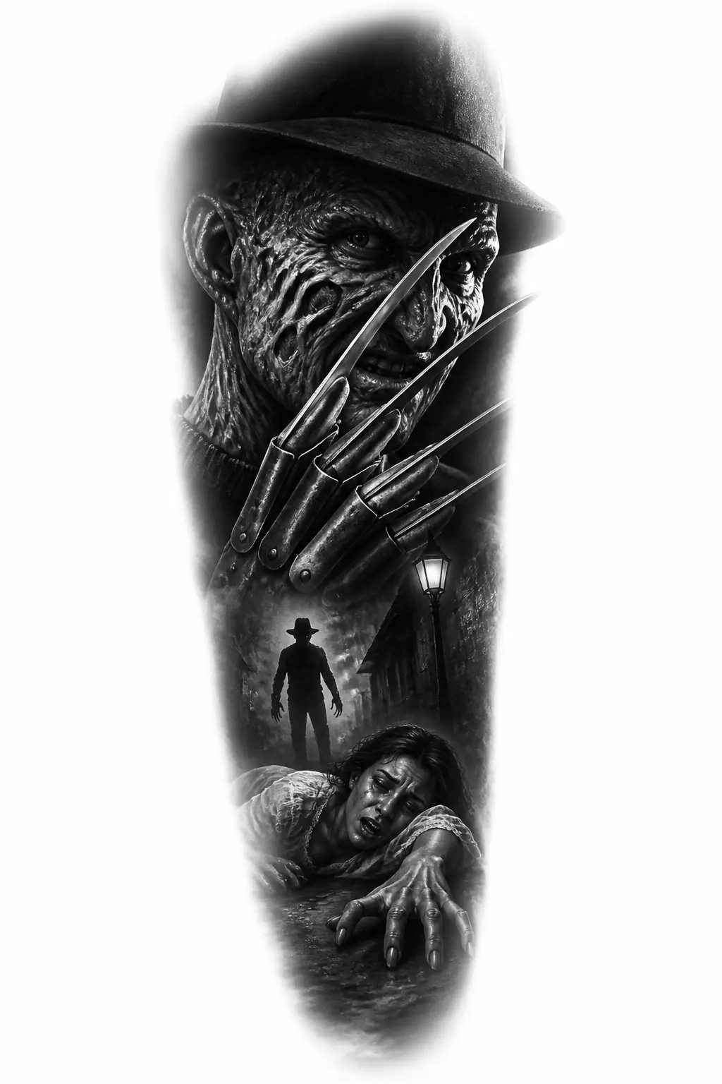 Freddy'S Nightmares - Realism Half Sleeve tattoo design