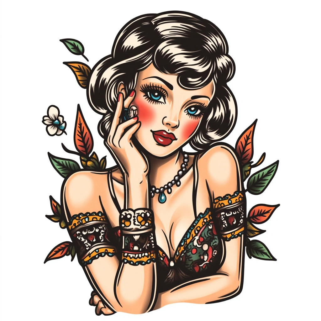 Pin Up Girl - Traditional tattoo design