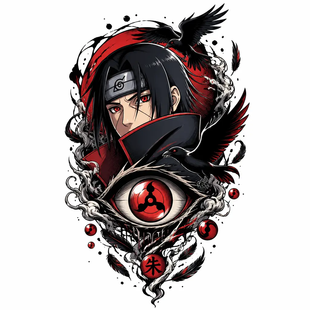 Itachi Mangekyo Blood Eyes - Anime tattoo design