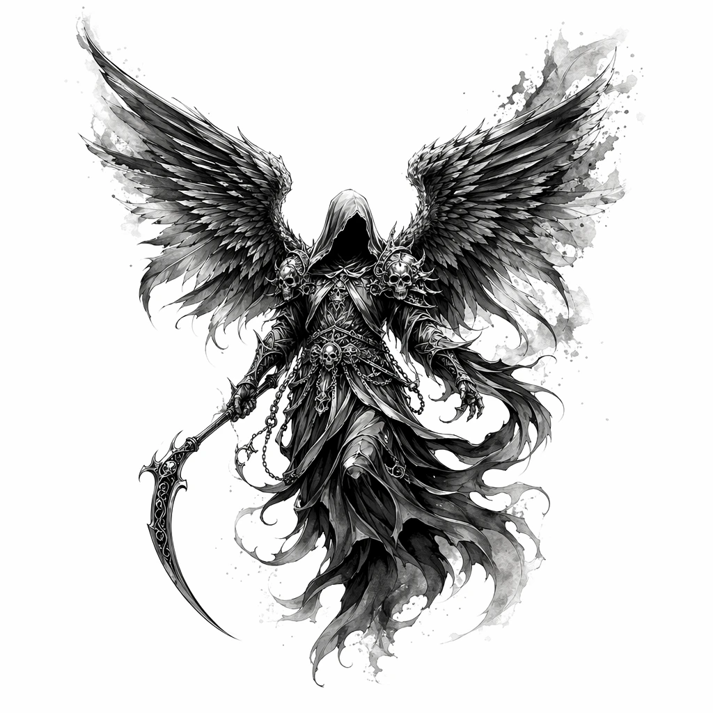 Death Angel - Black And Grey tattoo design