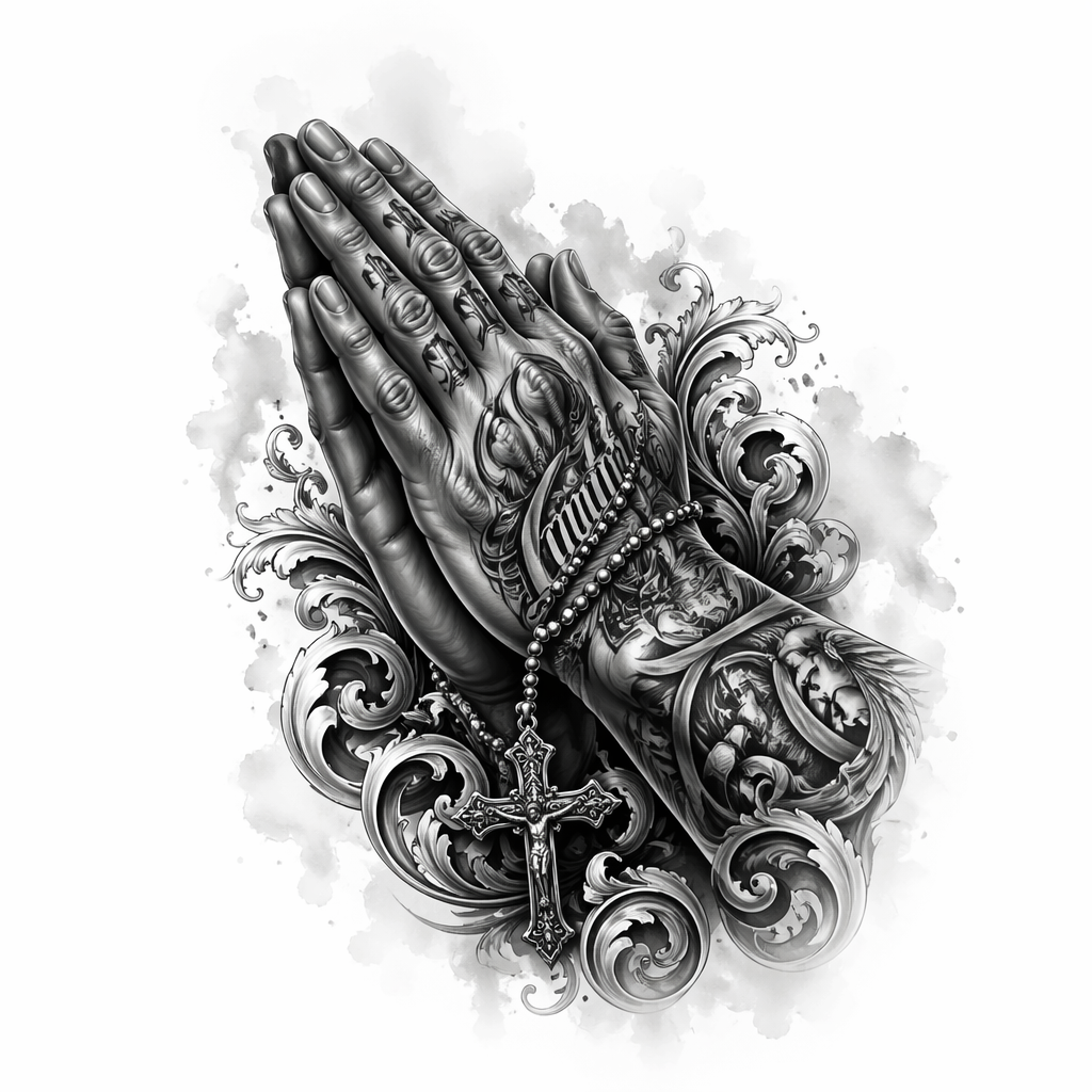 Praying Hands - Chicano Forearm tattoo design