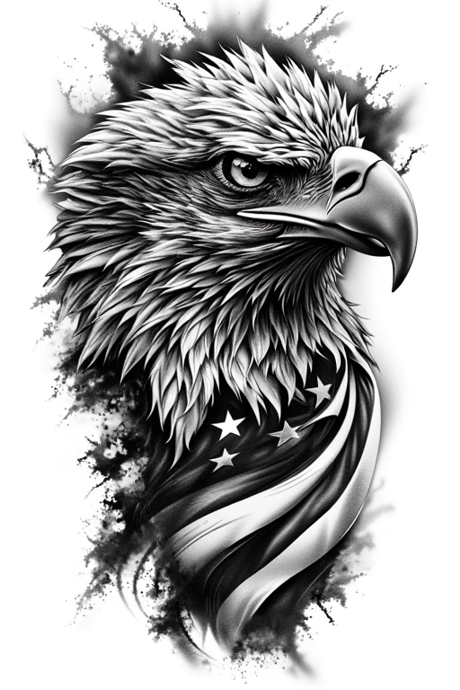 Eagle And American Flag Morphing - Black And Grey Forearm tattoo design idea for men