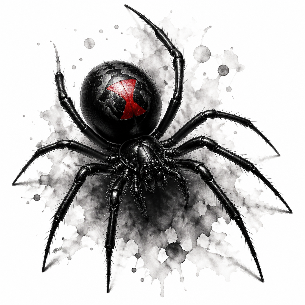 Black Widow Spider - Realism tattoo design