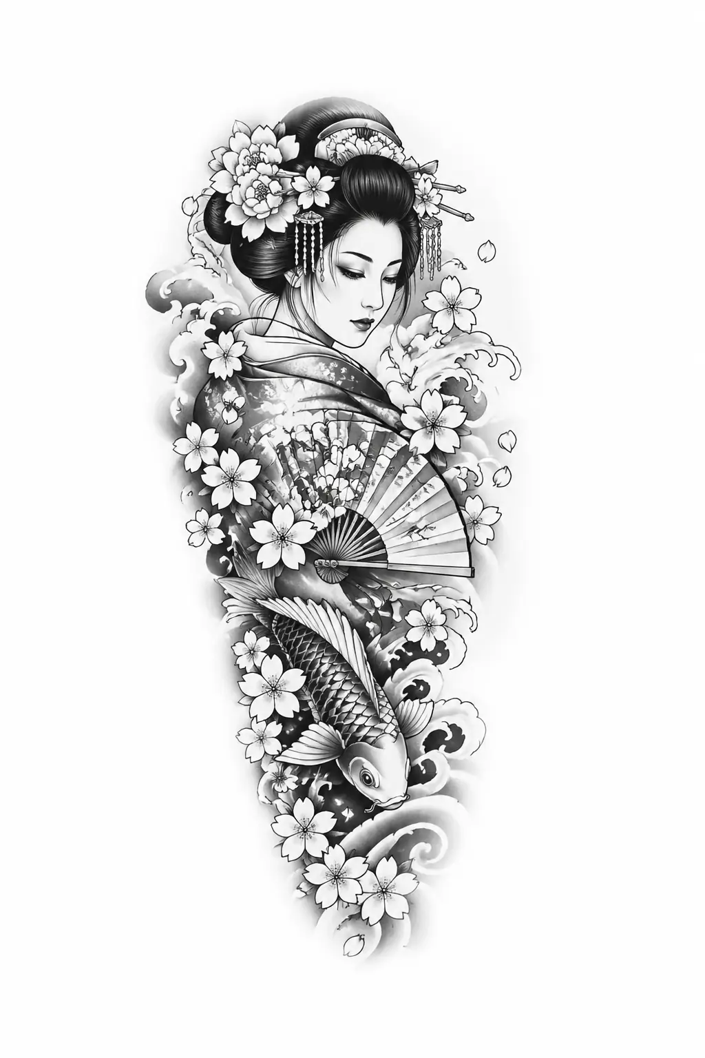 Geisha Woman - Japanese Shoulder tattoo design