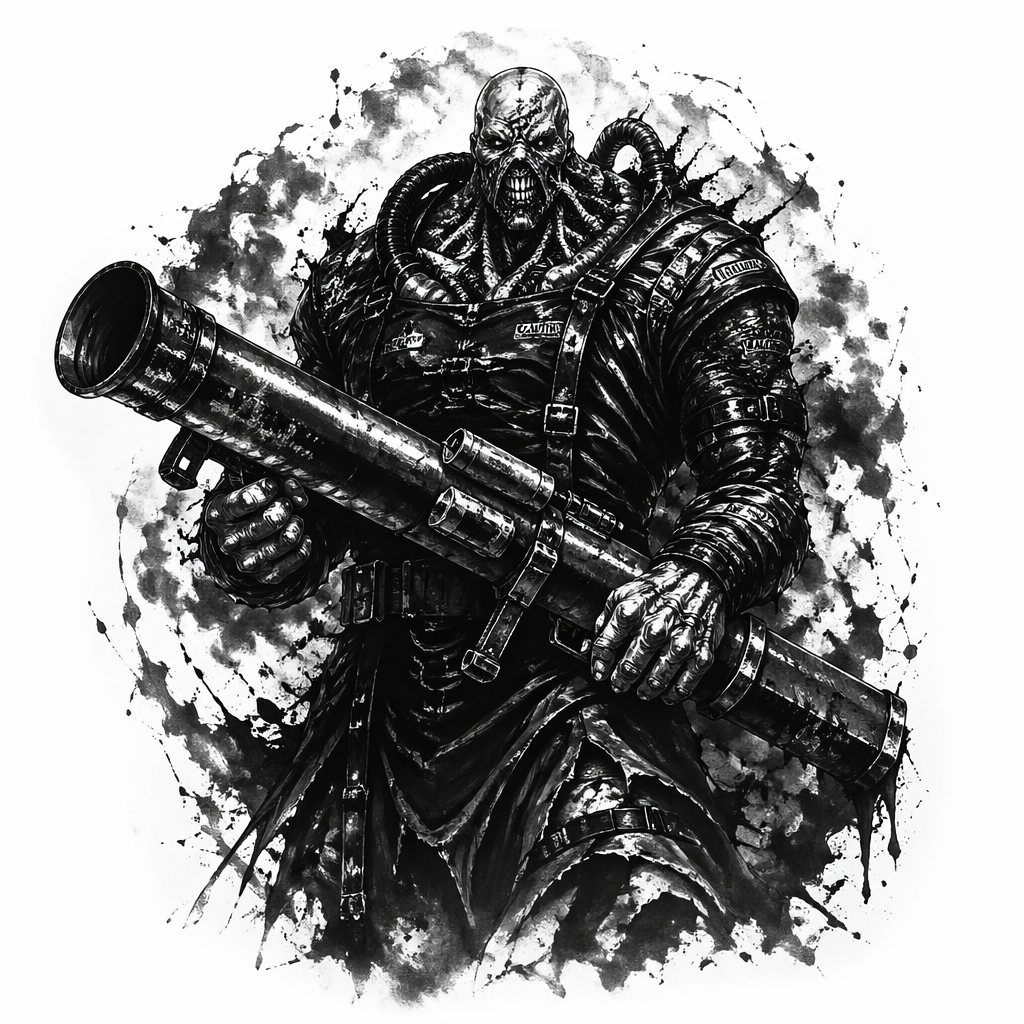 Resident Evil Nemesis - Black And Grey tattoo design
