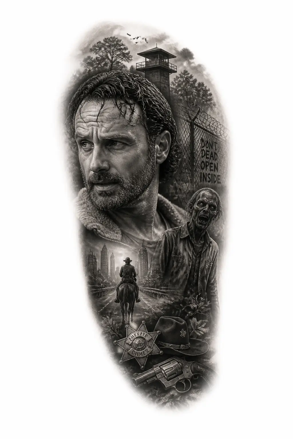 Rick Grimes - Realism Shoulder tattoo design