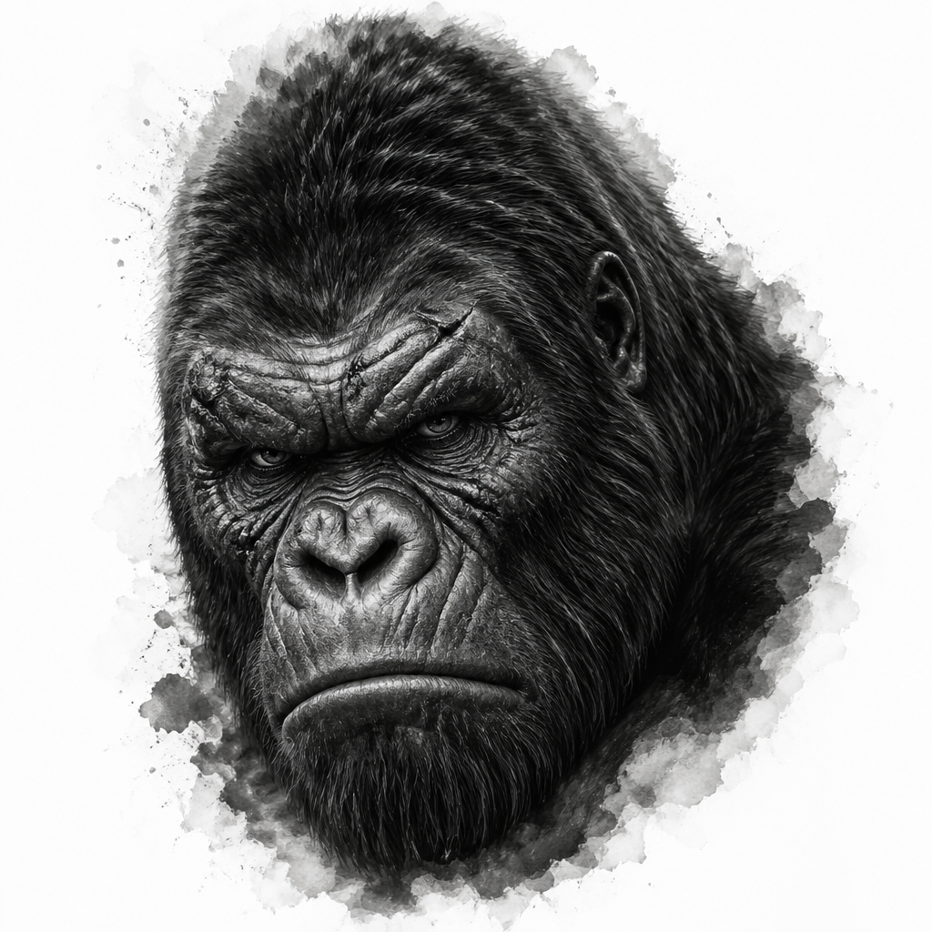 King Kong Face - Realism tattoo design