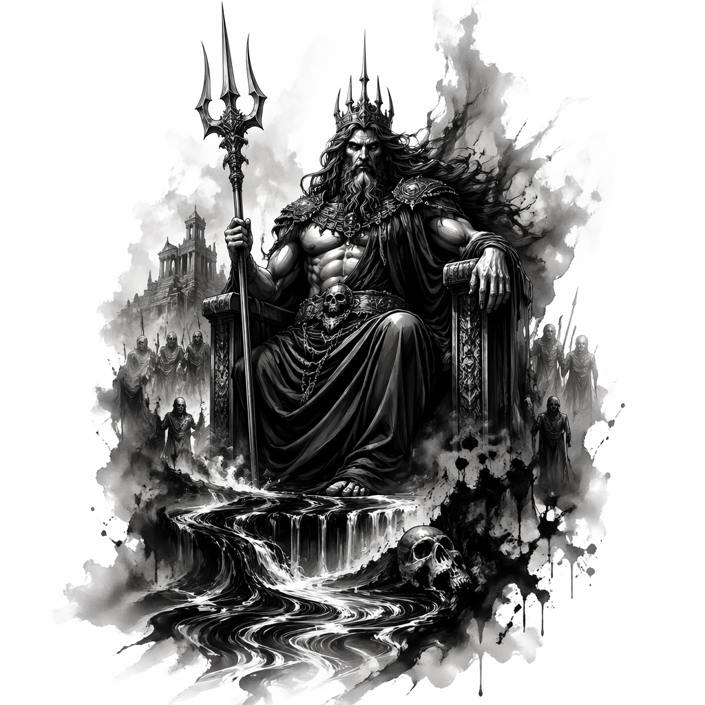 Hades Underworld Composition - Black And Grey Forearm tattoo design