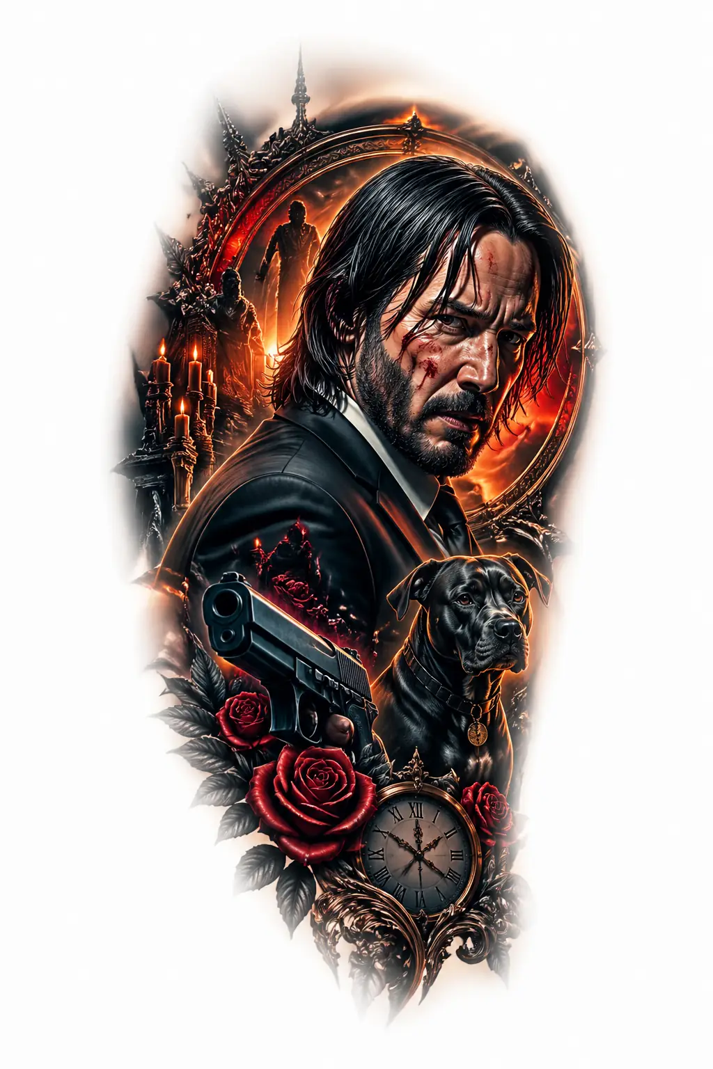 John Wick Portrait - Realism Shoulder tattoo design