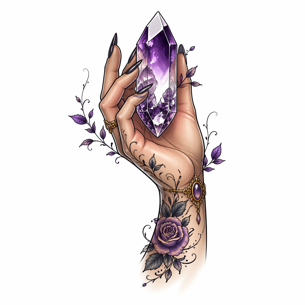 Hand Holding Crystal - Neo Traditional Forearm tattoo design