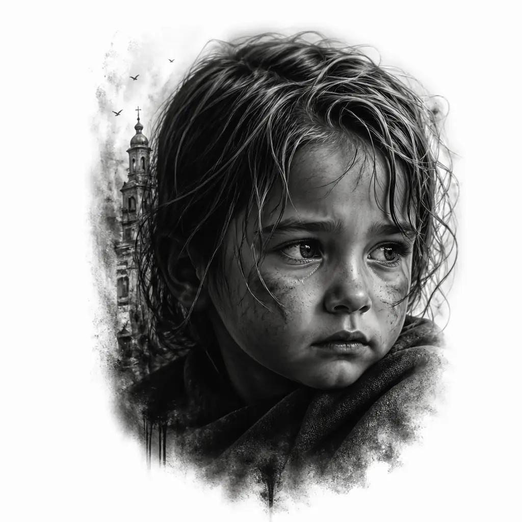 Child Portrait Emotional - Realism tattoo design