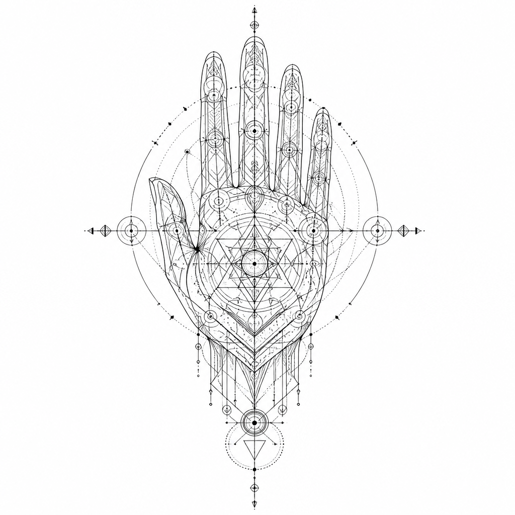 Geometric Hand Composition - Geometric Forearm tattoo design idea for men