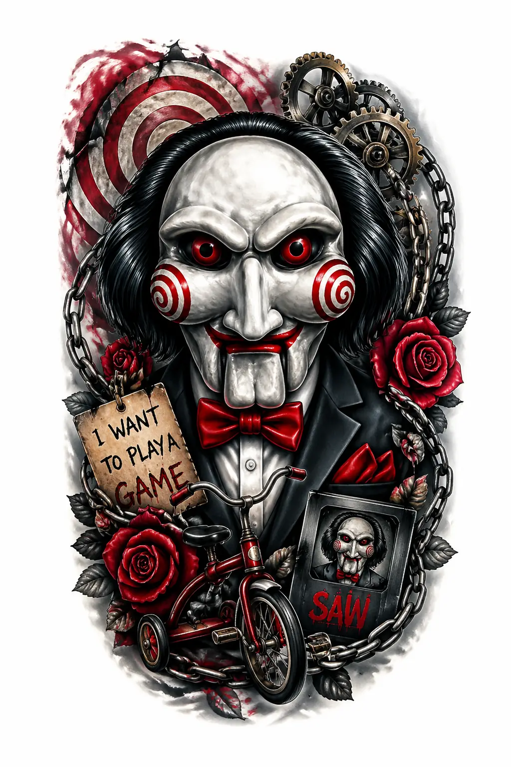 Jigsaw Billy Puppet - Realism tattoo design