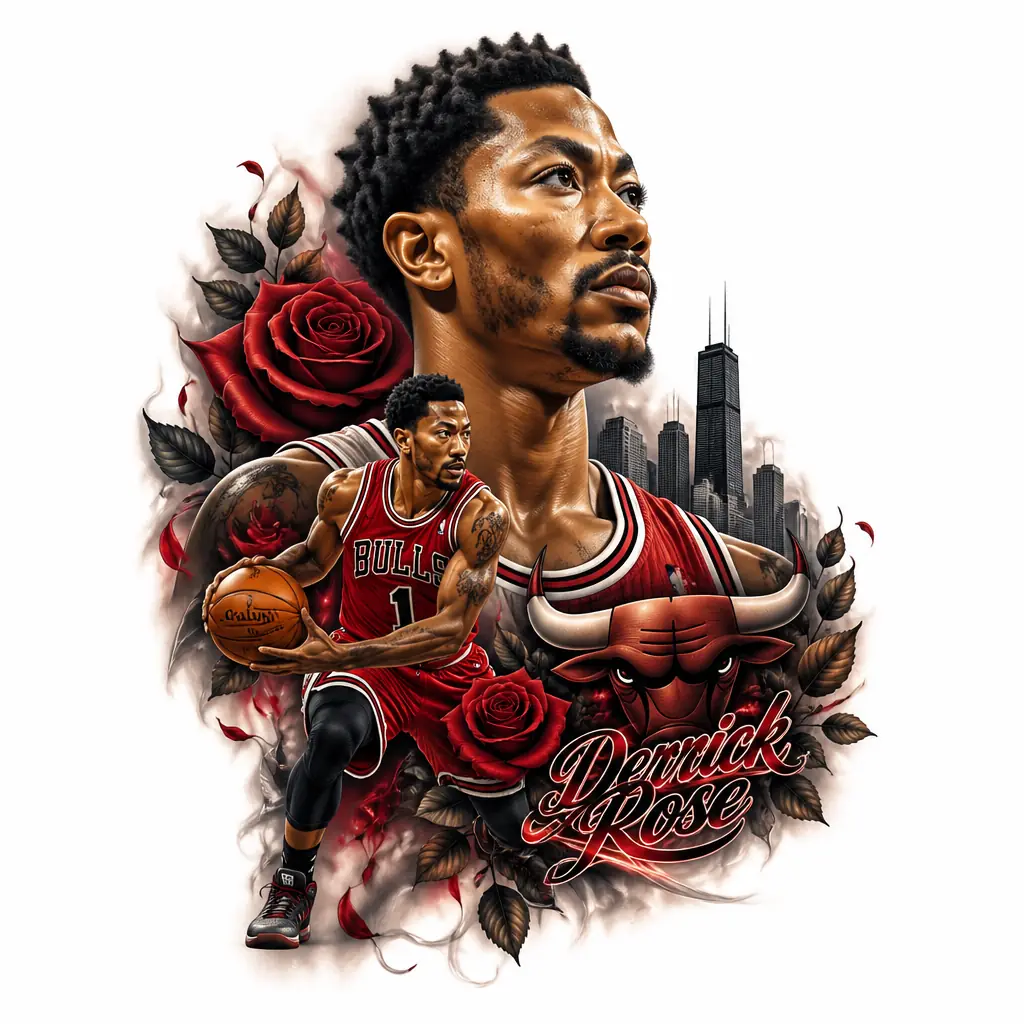Derrick Rose - Realism tattoo design