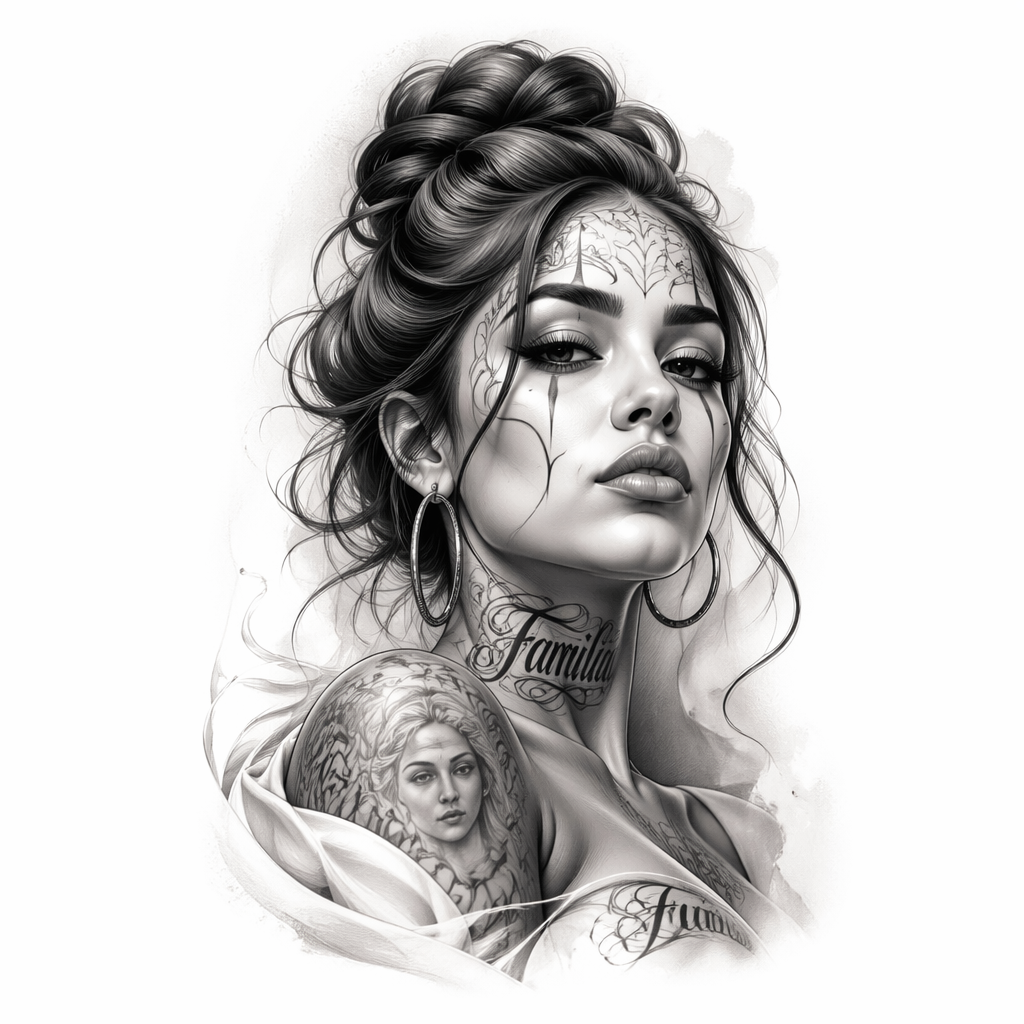 Chicano Girl Portrait - Chicano tattoo design