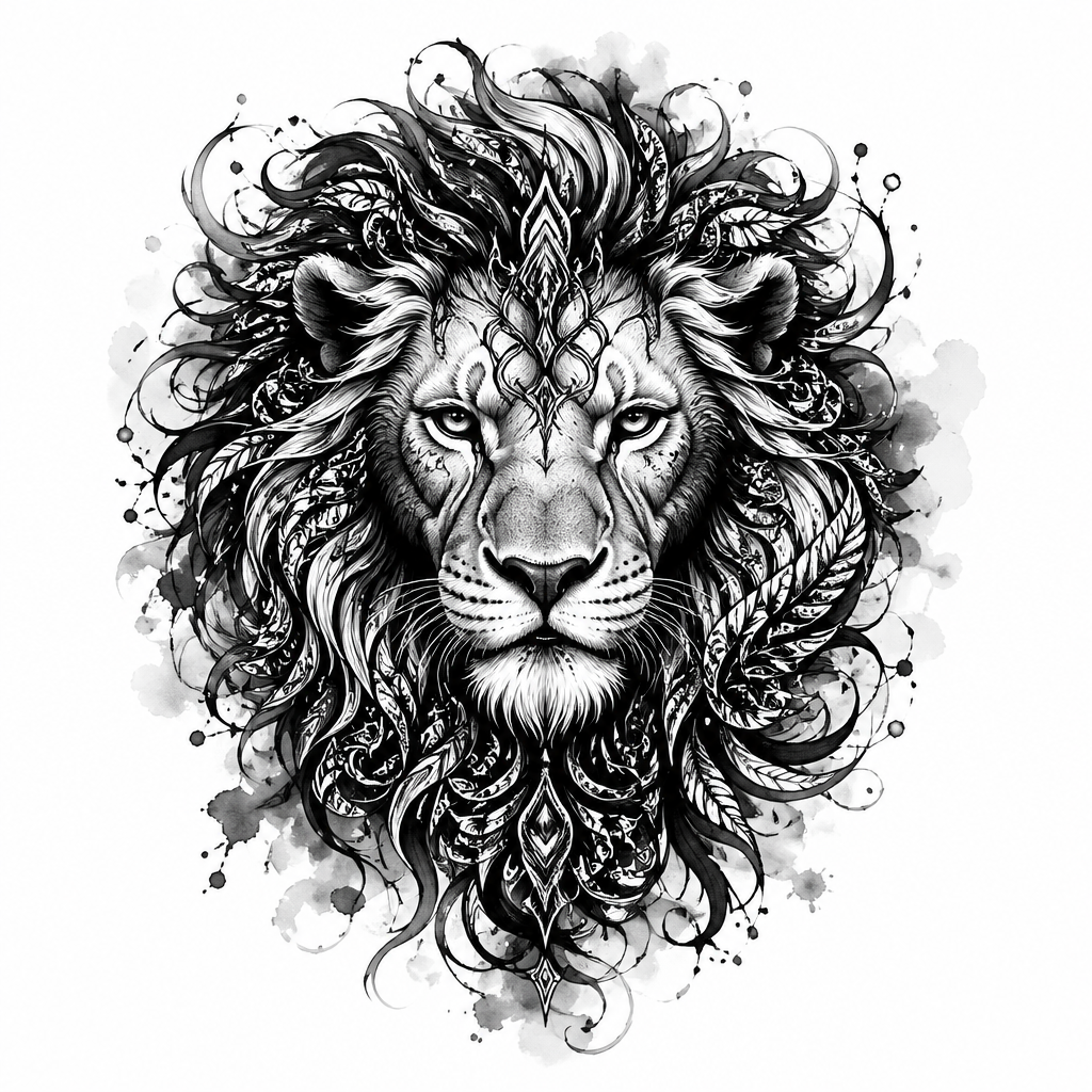 Lion - Black And Grey tattoo design