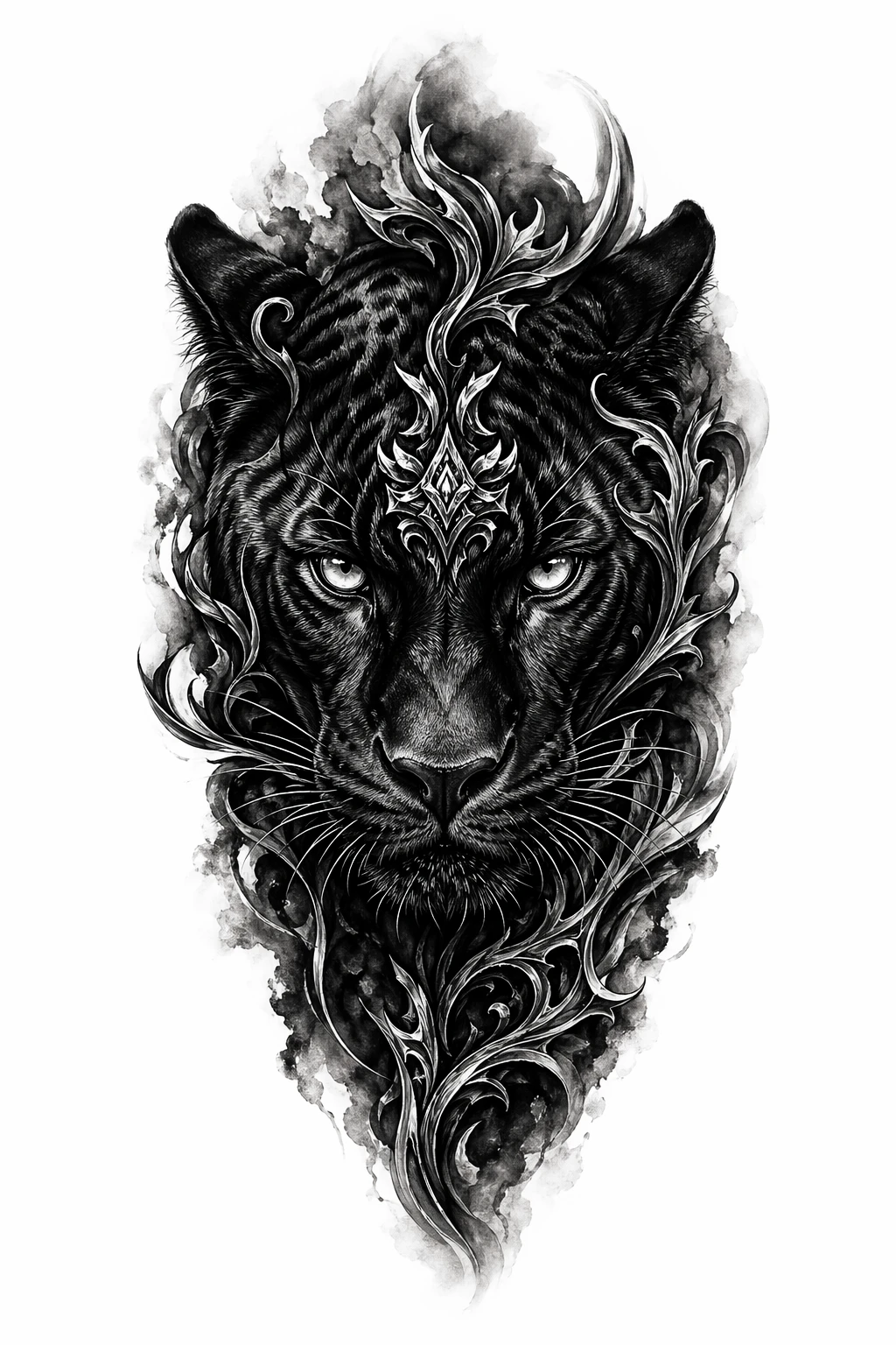 Panter Face - Black And Grey Forearm tattoo design idea for men