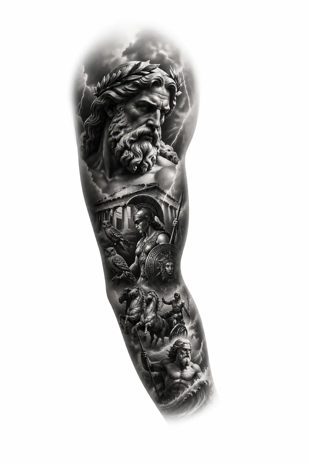 Greek Mythology - Realism Full Sleeve tattoo design