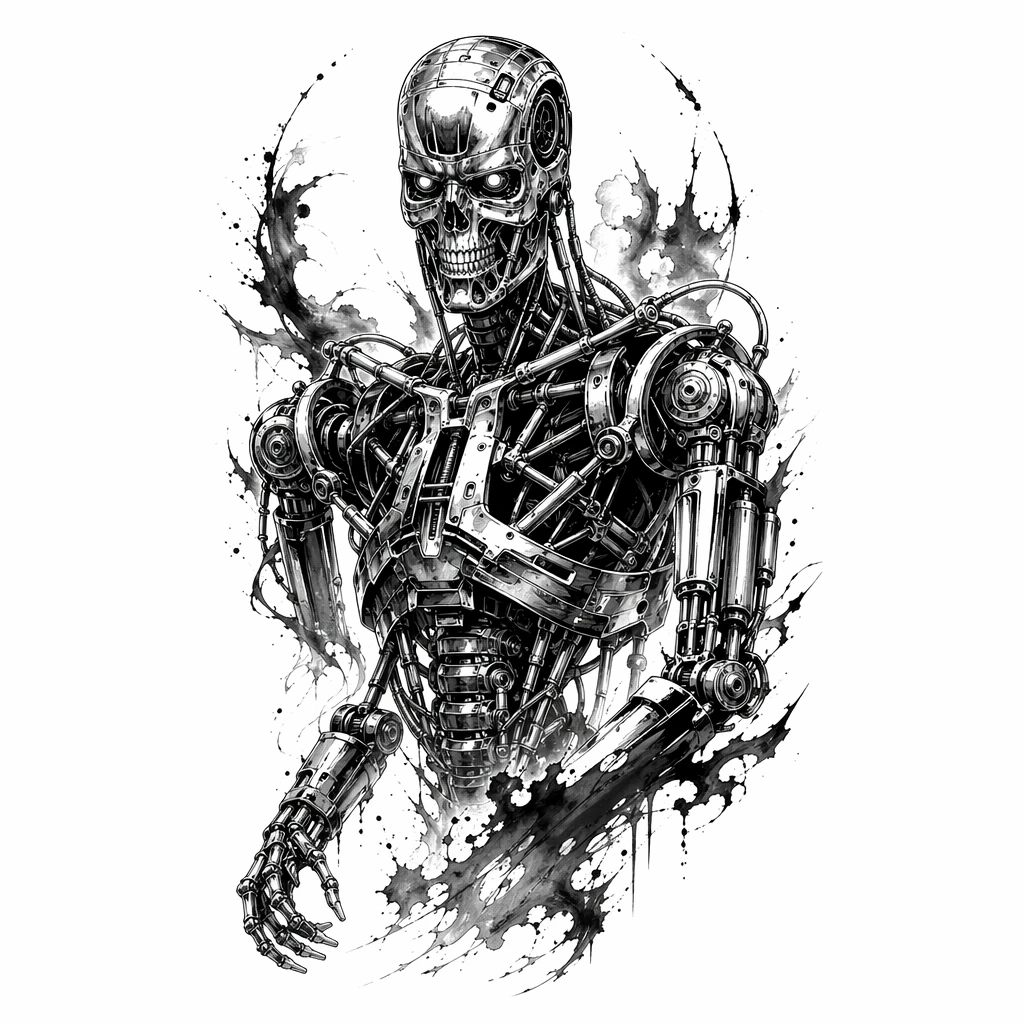 Terminator - Black And Grey tattoo design