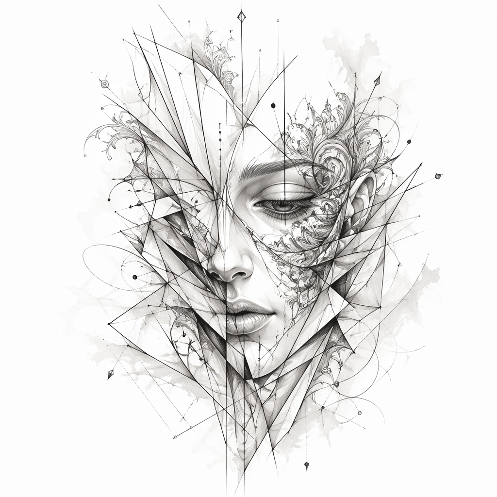 Fragmented Face - Abstract tattoo design