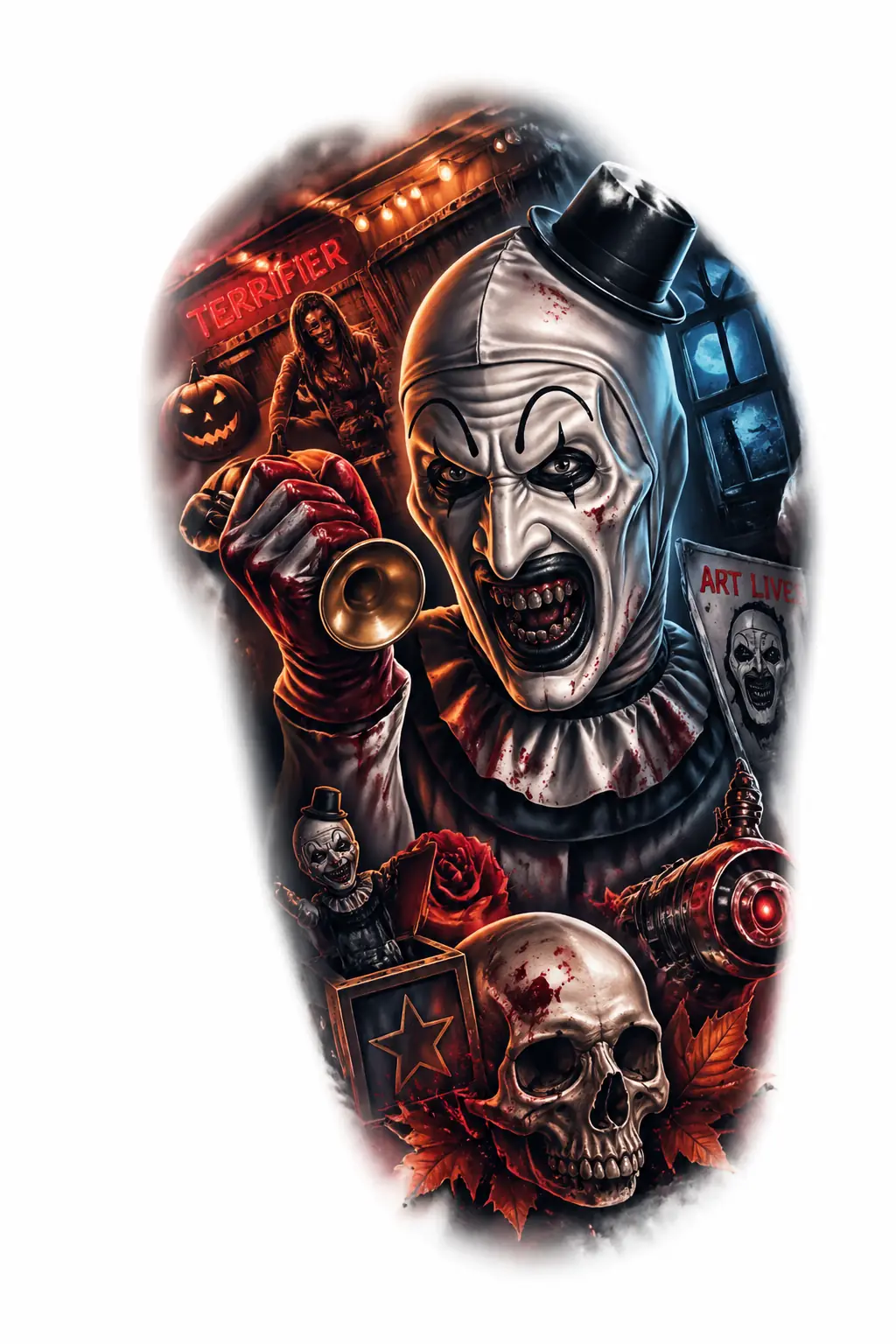 Art The Clown Terrifier - Realism Shoulder tattoo design