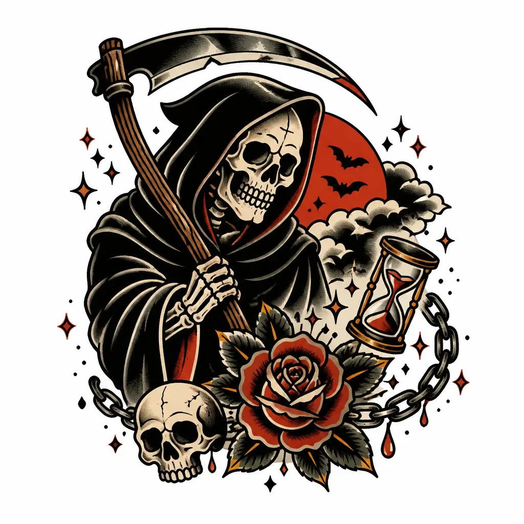 Grim Reaper - Traditional tattoo design