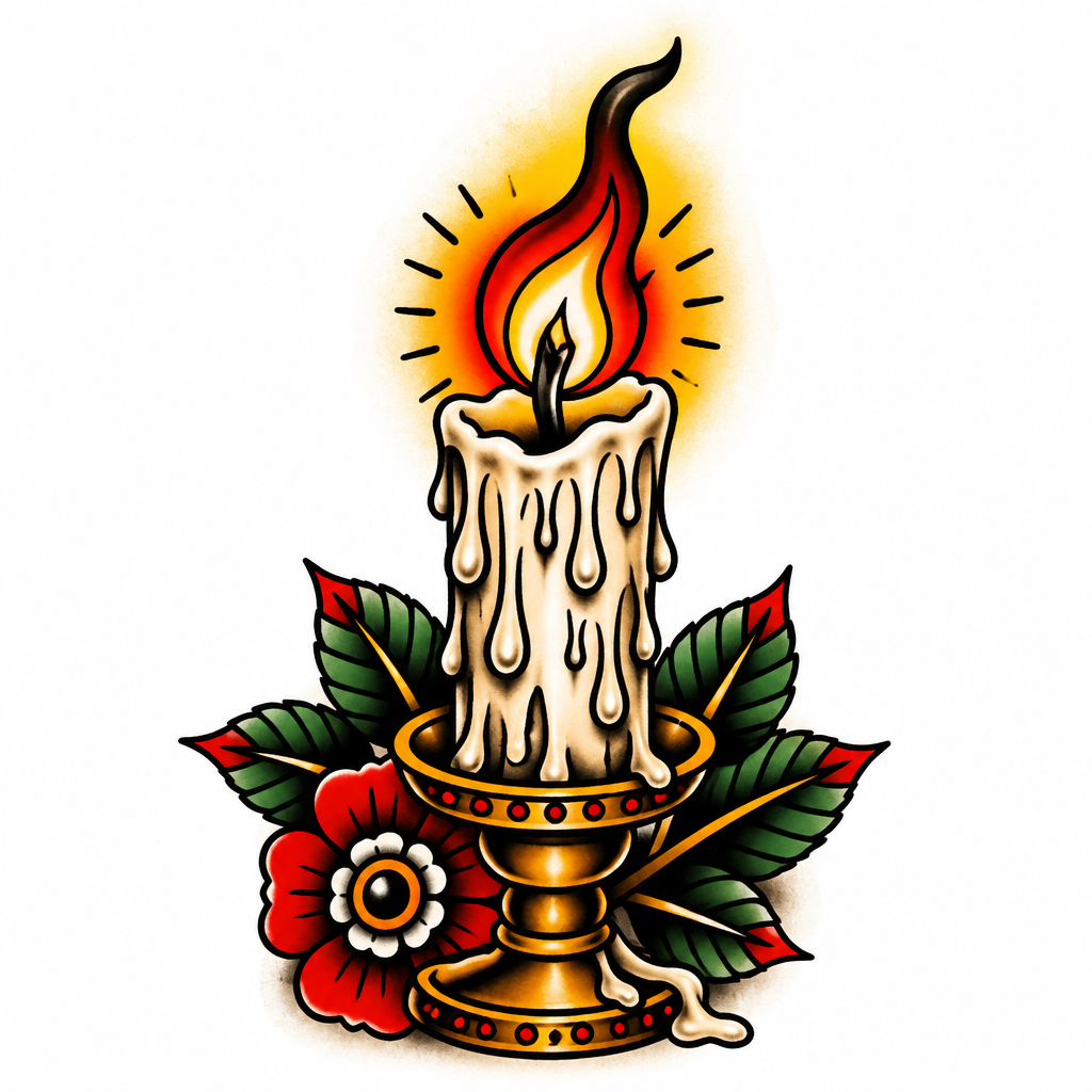 Burning Candle - Traditional Forearm tattoo design idea for men