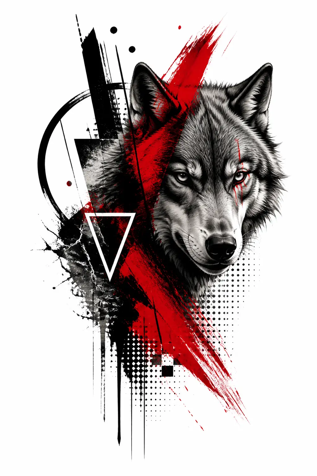 Wolf - Trash Polka tattoo design