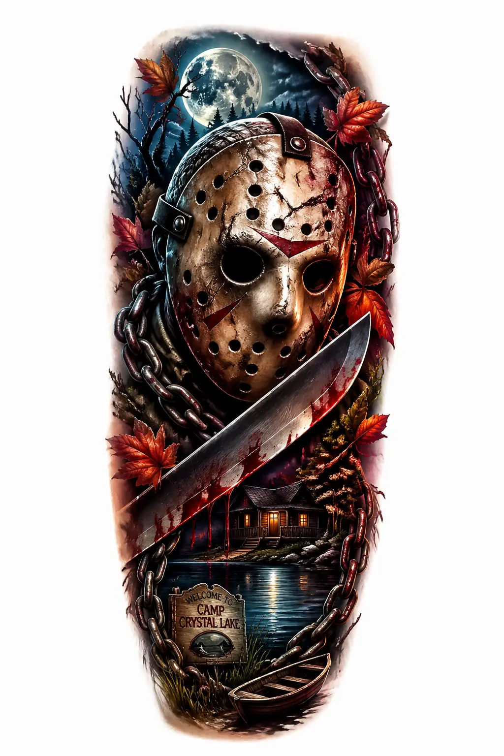 Jason Voorhees Cracked Mask - Realism Forearm tattoo design
