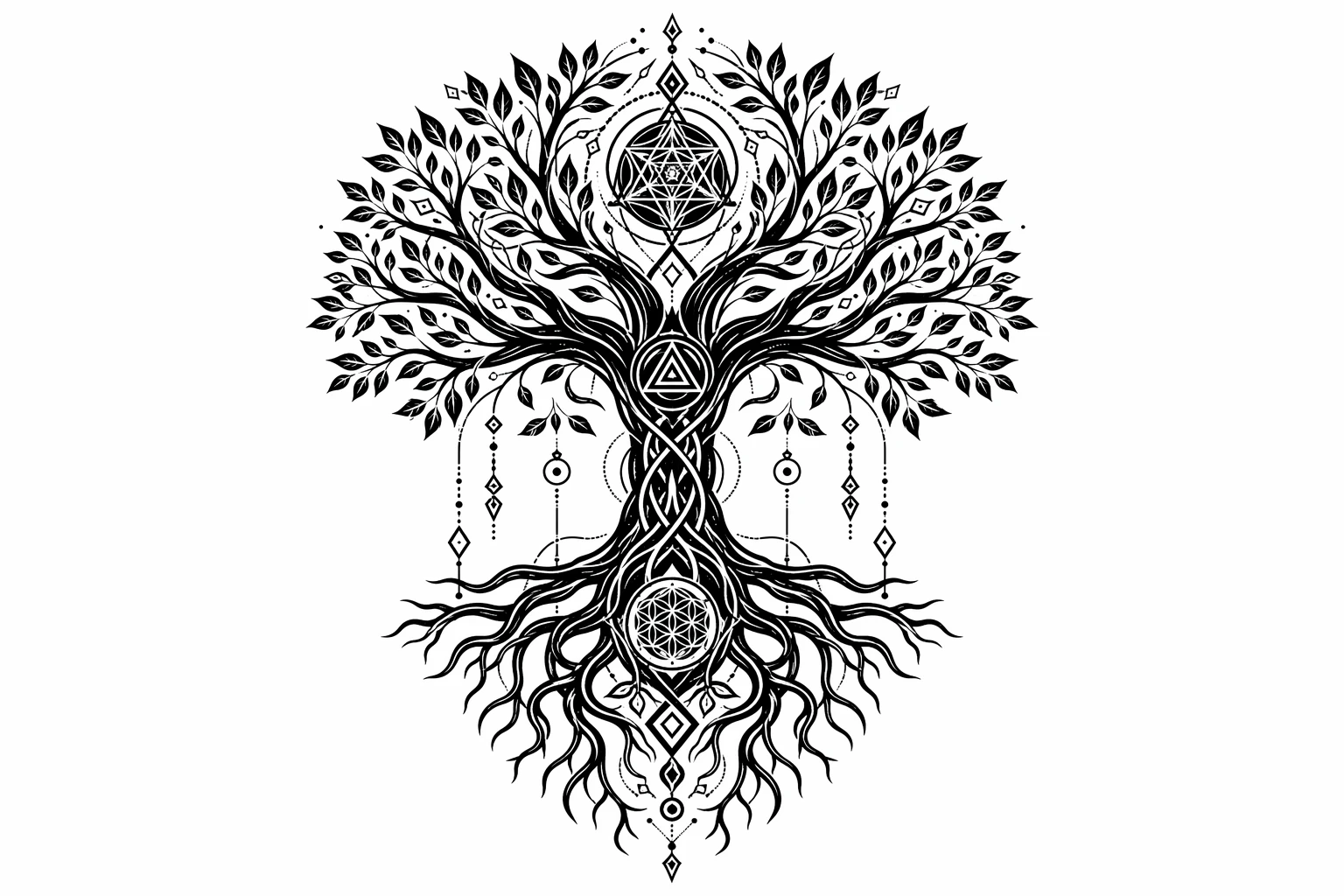 Tree Of Life - Geometric Back tattoo design
