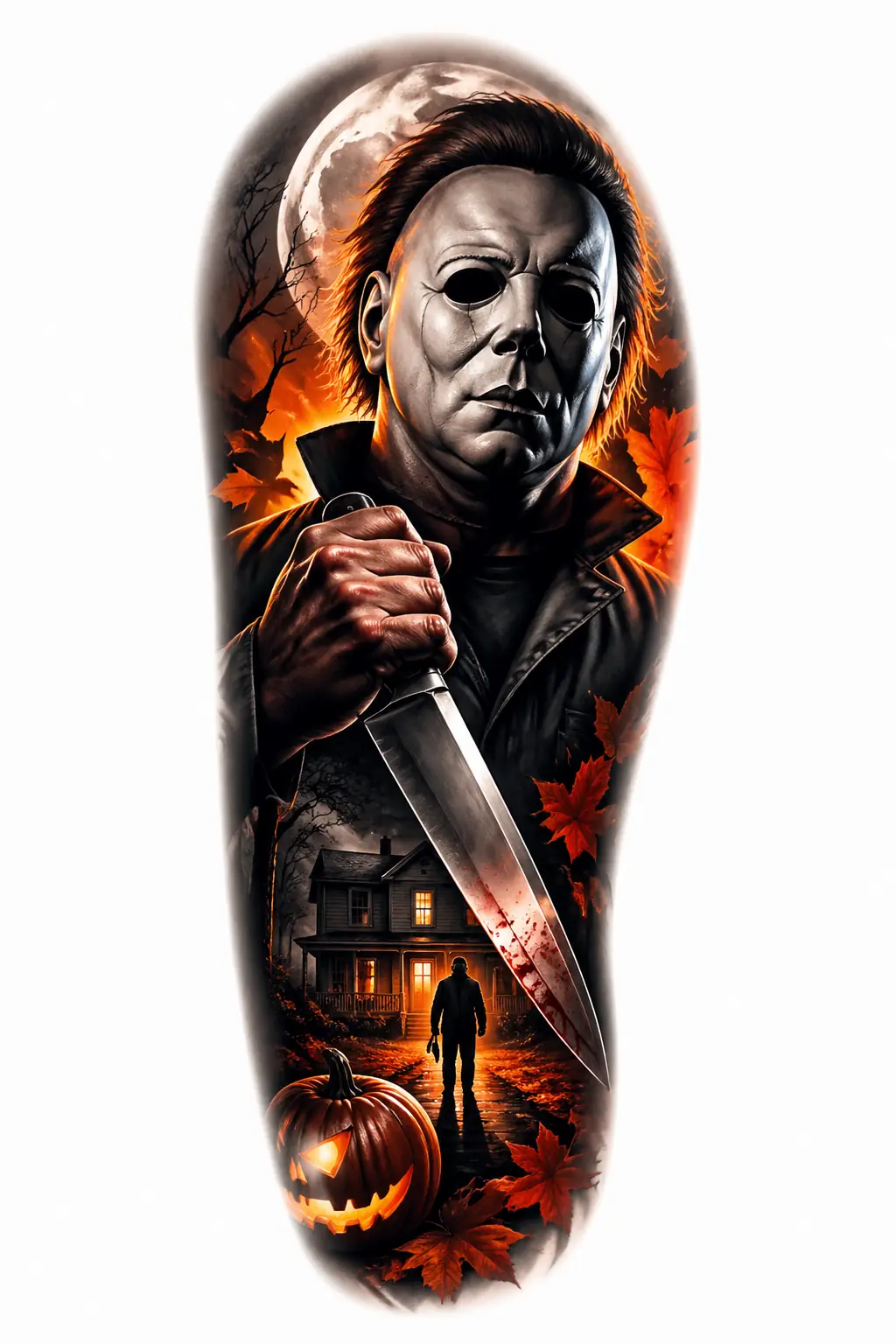 Michael Myers Shadow Portrait - Realism Half Sleeve tattoo design