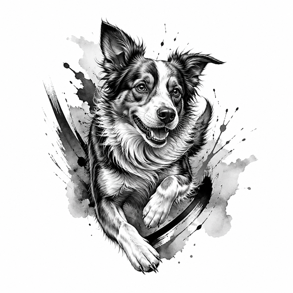 Dog - Black And Grey tattoo design