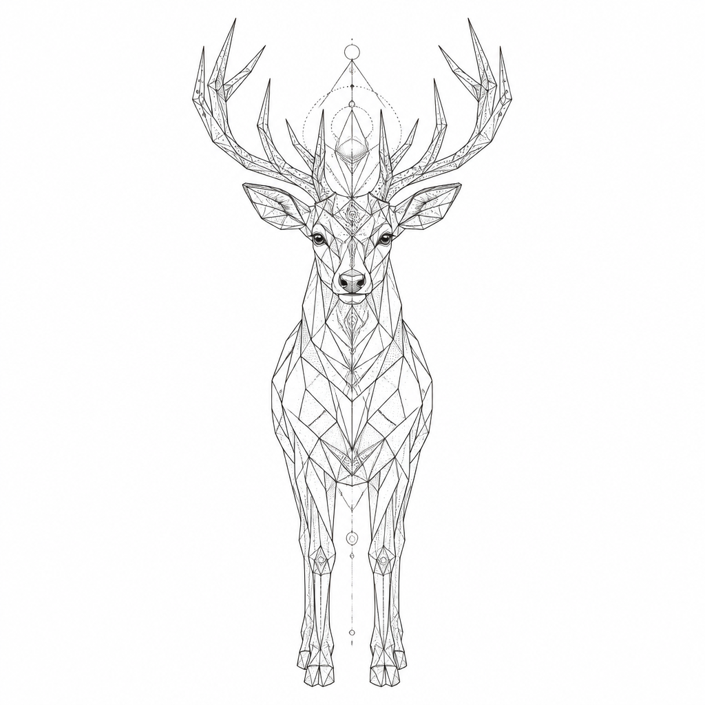 Geometric Deer With Antlers - Geometric Forearm tattoo design idea for women