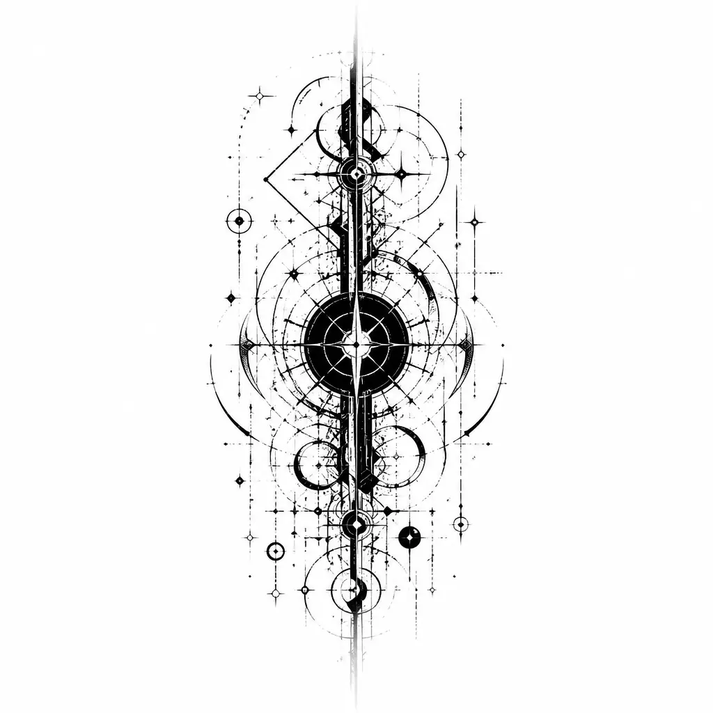 Cyber Sigilism Spine Piece - Cyber Sigilism tattoo design