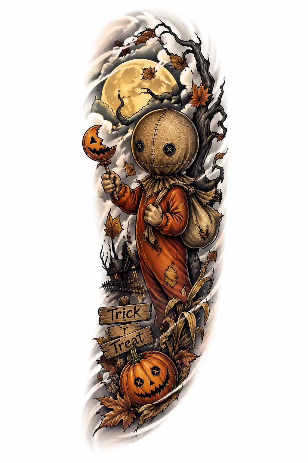 Sam Trick R Treat - Neo Traditional Half Sleeve tattoo design