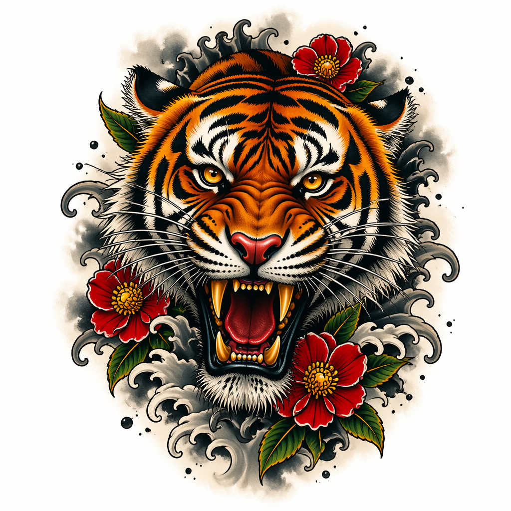 Tiger Head - Traditional Forearm tattoo design