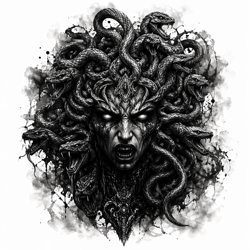 Medusa, Evil Spirit - Horror tattoo design
