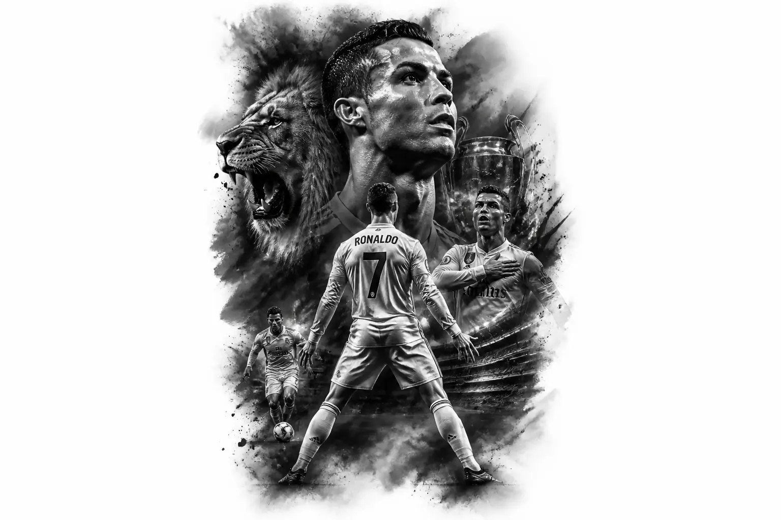 Ronaldo - Black And Grey Back tattoo design